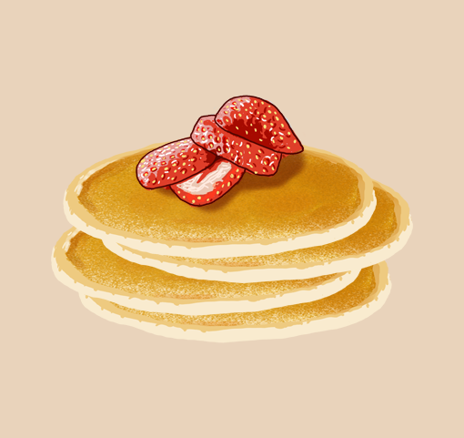 Pancake amb xips de xocolata i confitura de maduixot 