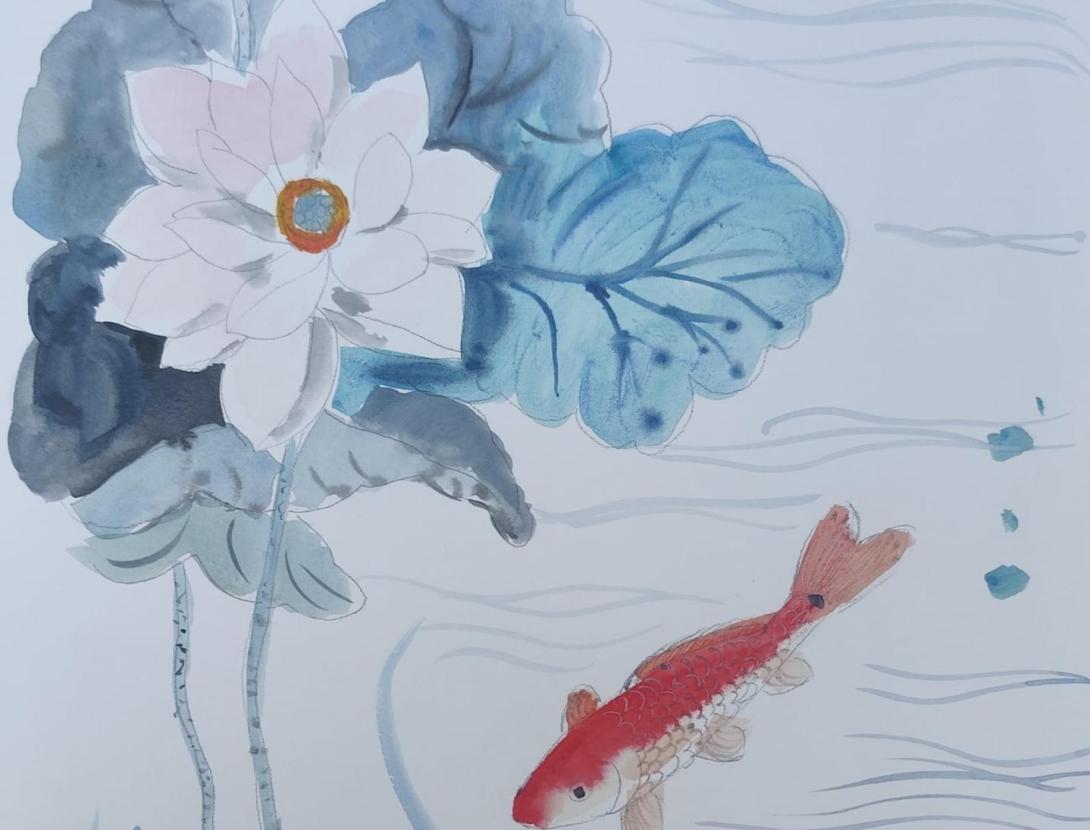 CreArt: Peixos i Lotus. Aquarel·la oriental.